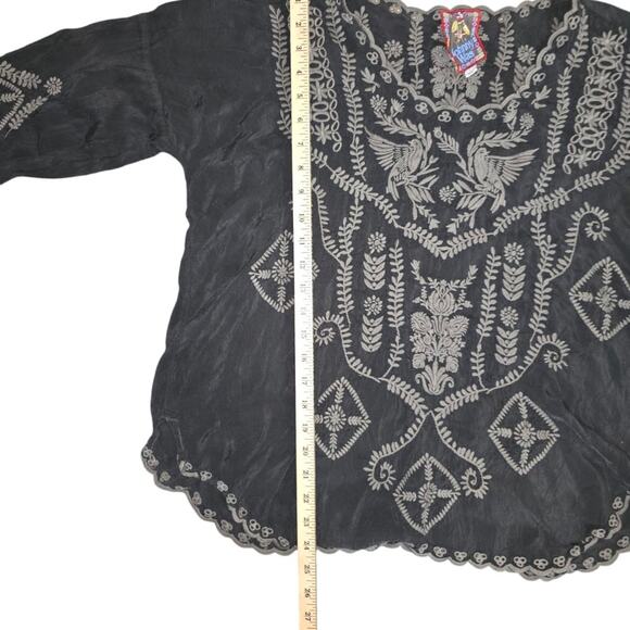 Johnny Was Charcoal Embroidered Blouse - Picture 8 of 8